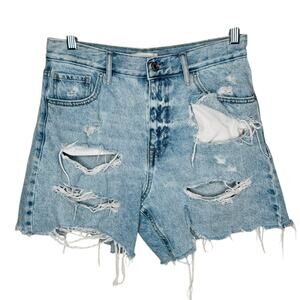 Pac Sun PacSun High Rise Relaxed Shorts Distressed Ripped Denim Jean Size 27
